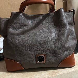 Dooney & Bourke Gray and Brown Leather Tote Bag